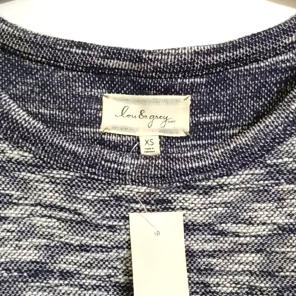 LOU & GRAY NWT NAVY BLUE & WHITE MARLED BLEND TUNIC SWEATER DRESS SIZE XS - Picture 8 of 11